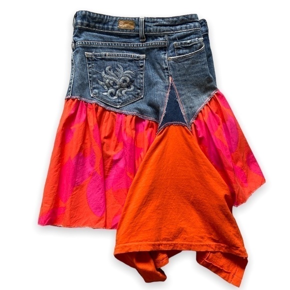 Paige Jeans Reworked Denim Skirt Hippy Boho Women’s Size 29 - Picture 4 of 10